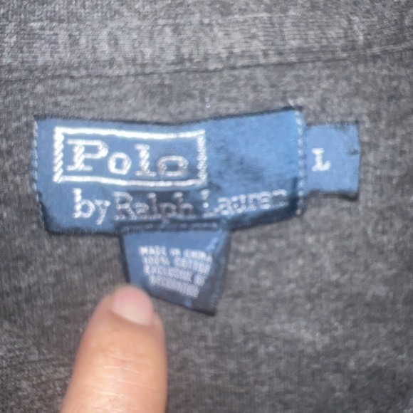 VTG Polo Ralph Lauren Sweater Men's Size L Gray/Blue Pony Shawl Collar Pullover - Picture 4 of 9